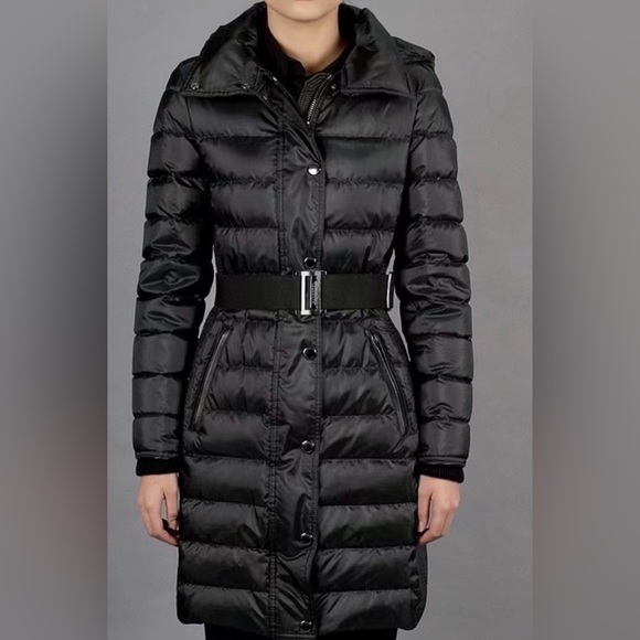 Burberry Black Belted Puffer Jacket Size 2 NWT
